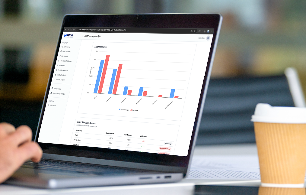 Asset allocation analysis dashboard displayed on laptop