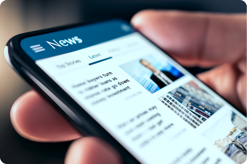 News content displayed on mobile phone