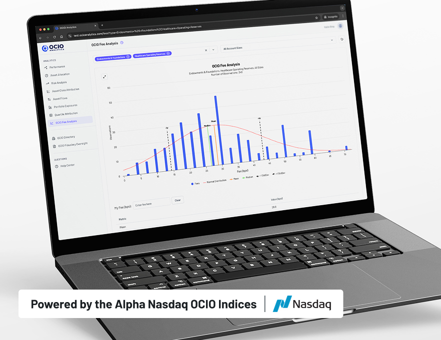 OCIO fiduciary oversight performance dashboard on laptop